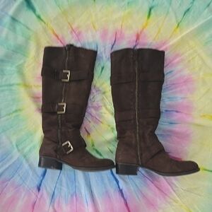 Boutique 9 3-buckle knee high Women's Brown suede Boots